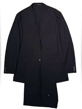 $898 SUIT SUPPLY NAVY 2 BUTTON SUIT 44L SLIM FIT 44 HAVANA TRAVEL ITALY FABRIC